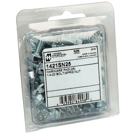 Hammond 1/4-20 Spring Nut And 1/2 In. Bolt, 25-Count 1421SN25